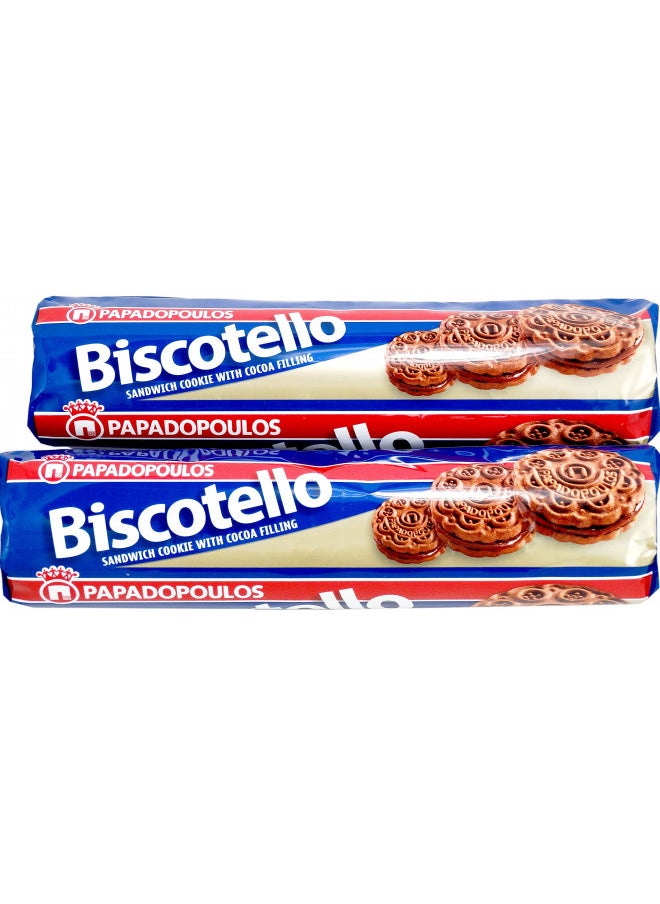 Papadopoulos Greek Sandwich Cookies with Cocoa Filling, 2 Pack. Authentic European Cookies. Inspected and Packed by Cape Moda Albany NY with minimum of 2 layers of bubble wrap.