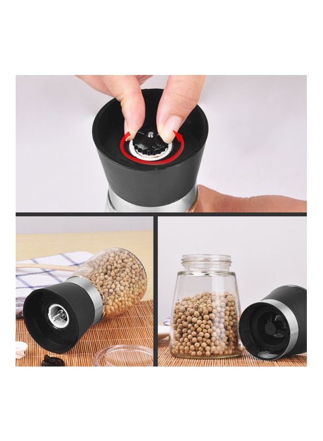 Pepper Salt Spice Mill Grinder Black/Clear/Silver 5x5x13centimeter