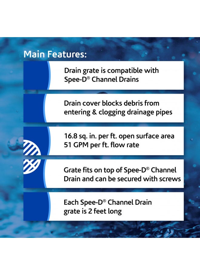 NDS, Gray 241-1 Spee-D Channel Drain Grate, 4-1/8 in. wide X 2 ft. long