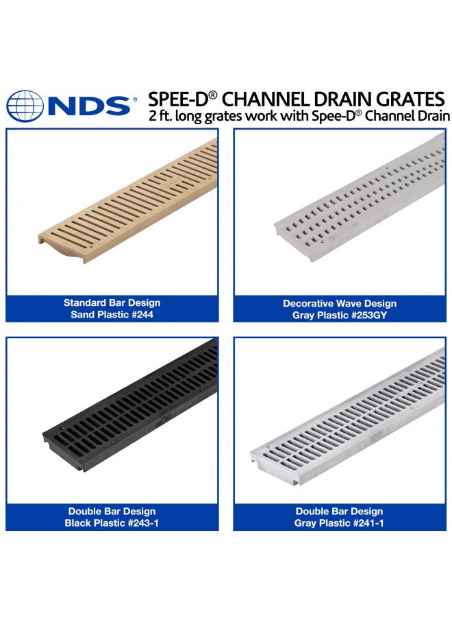 NDS, Gray 241-1 Spee-D Channel Drain Grate, 4-1/8 in. wide X 2 ft. long