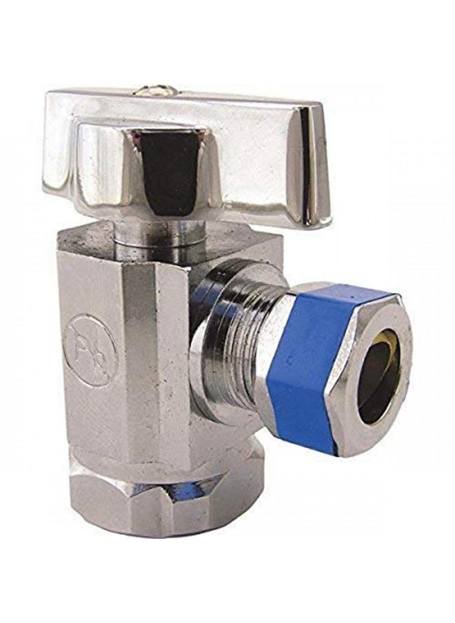 LASCO 06-9201 Angle Stop Quarter Turn Ball Valves, 1/2-Inch Steel Pipe Inlet X 3/8-Inch Compression Outlet, Chrome