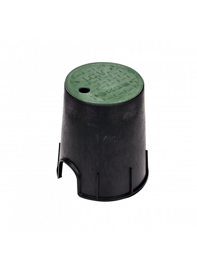 NDS Round 6 in. Valve Box and Cover, 9 in. Height, Black Box, Green ICV Cover