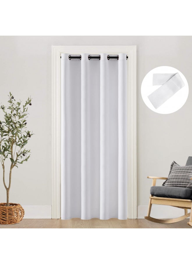 SHINELAND Sliding Closet Door for Bedroom,Simple Minimal Soft Cloth Fabric Curtains Doorway Privacy RV Sliding Screen Door Closer Fits 48x80 Accordion Door,52 Wide by 80 Inches Long,White