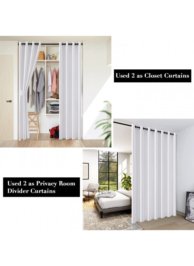 SHINELAND Sliding Closet Door for Bedroom,Simple Minimal Soft Cloth Fabric Curtains Doorway Privacy RV Sliding Screen Door Closer Fits 48x80 Accordion Door,52 Wide by 80 Inches Long,White