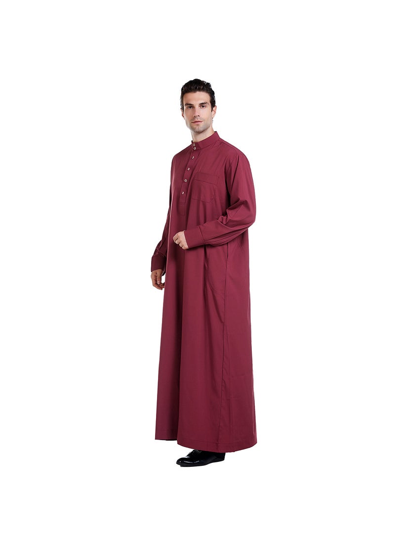 Mens Middle Eastern Thobe TH815 Hot Sale Wine red