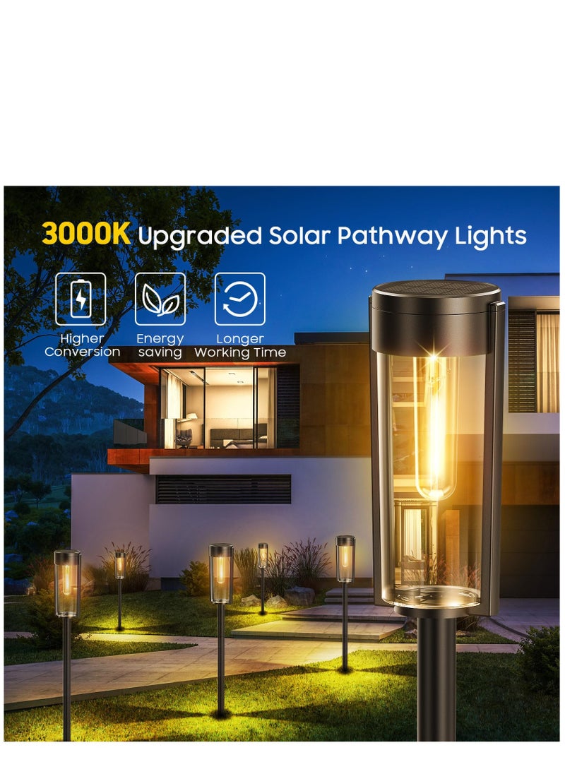 Solar Pathway Lights Outdoor 6 Pack, Upgraded Super Bright Up to 12 Hrs Long Lasting Solar Outdoor Lights, IP65 Waterproof Auto ON/Off Landscape Path Lights for Walkway Driveway Patio Yard