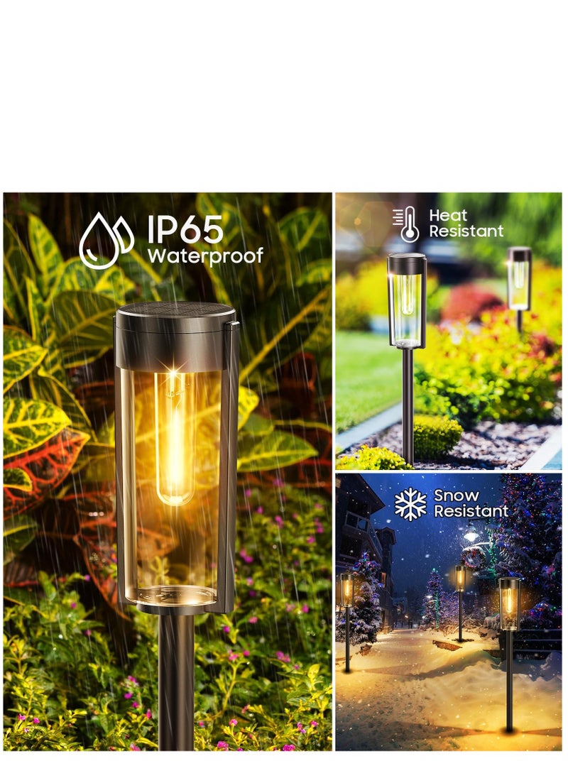 Solar Pathway Lights Outdoor 6 Pack, Upgraded Super Bright Up to 12 Hrs Long Lasting Solar Outdoor Lights, IP65 Waterproof Auto ON/Off Landscape Path Lights for Walkway Driveway Patio Yard