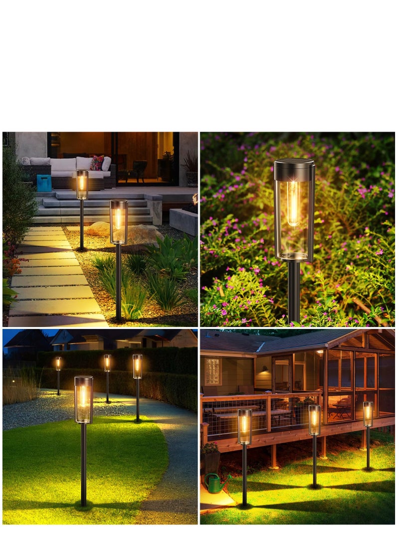 Solar Pathway Lights Outdoor 6 Pack, Upgraded Super Bright Up to 12 Hrs Long Lasting Solar Outdoor Lights, IP65 Waterproof Auto ON/Off Landscape Path Lights for Walkway Driveway Patio Yard