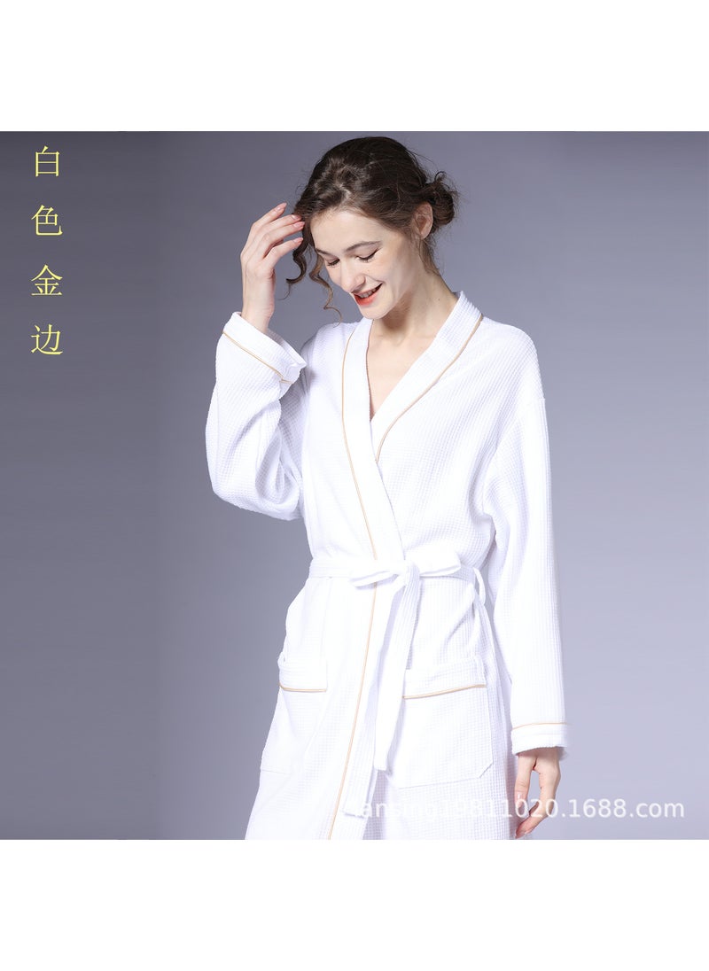 Luxury Waffle Cotton Bathrobe for Couples White Phnom Penh