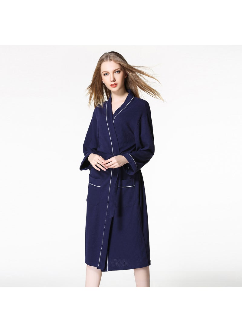 Luxury Waffle Cotton Bathrobe for Couples Pink trim
