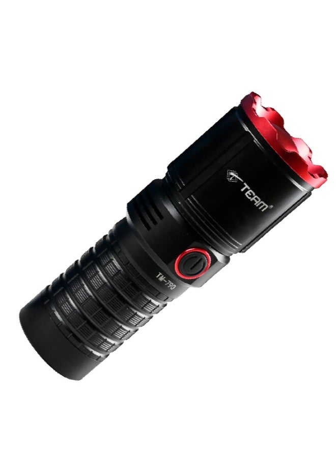 TEAM LED Torch with Power Bank | Portable Power Bank Flashlight | Travel-Friendly Torch | Fast Charging Power Bank.