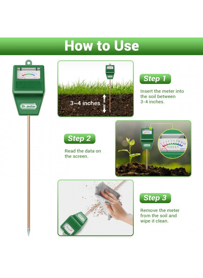 Dr.meter Soil Moisture Meter, Plant Water Meter for Garden Lawn Farm Indoor & Outdoor Use, Soil Tester Hygrometer Sensor for House Plants, Gardening Gifts, No Battery Needed