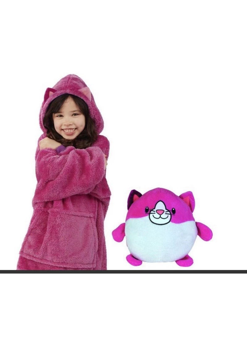 2019 New lazy pajamas winter new childrens home wear childrens storage warm clothes pet shape Rose Red