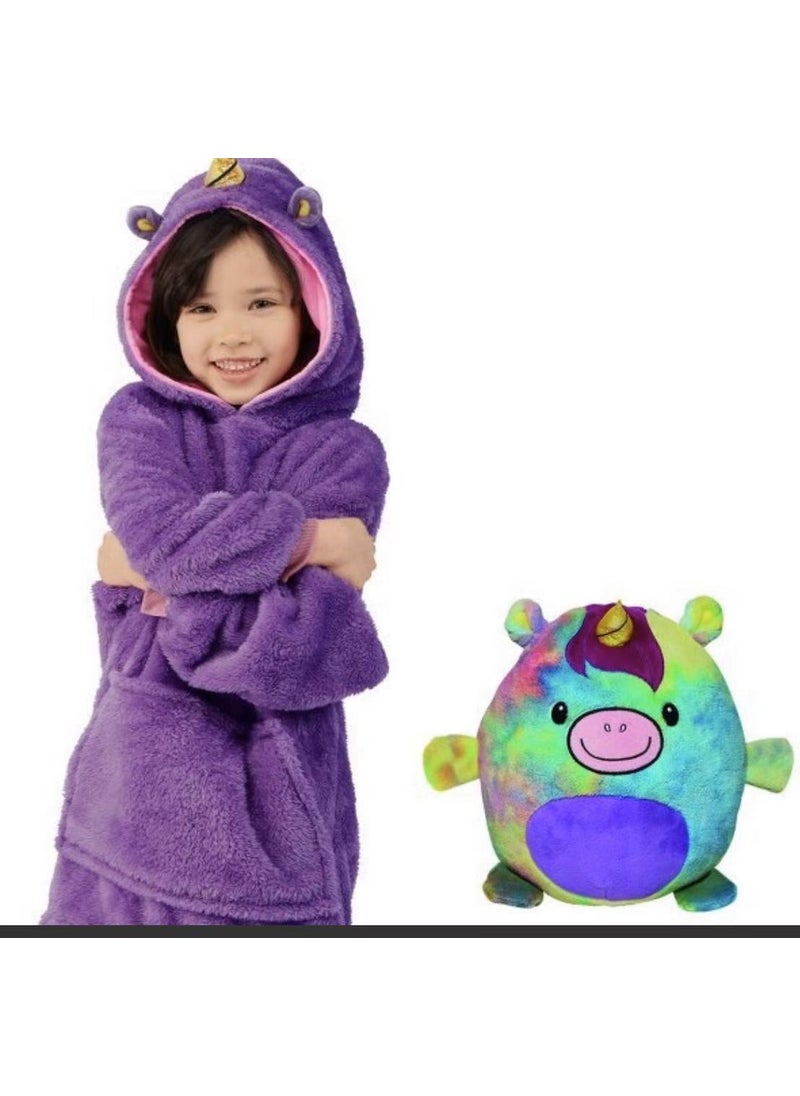 2019 New lazy pajamas winter new childrens home wear childrens storage warm clothes pet shape Purple