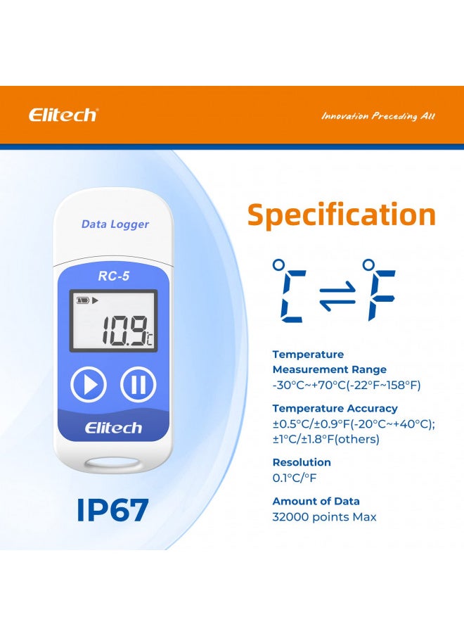 Mini LCD display USB High Accuracy Temperature Data logger / recorder, 32000 points Record