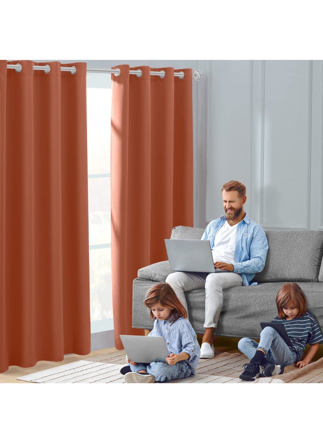 HOMEIDEAS Burnt Orange Blackout Curtains 52 X 84 inches Long 2 Panels Room Darkening Bedroom Window Curtains, Grommet Fall Curtains for Living Room