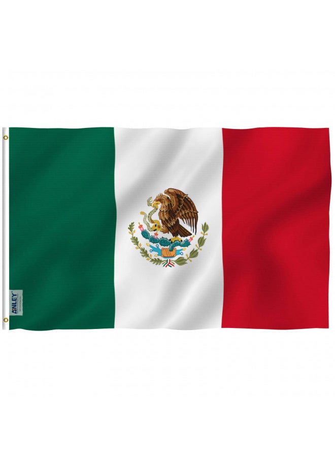 ANLEY Fly Breeze 3x5 Foot Mexico Flag - Vivid Color and Fade proof - Canvas Header and Double Stitched - Mexican MX National Flags Polyester with Brass Grommets 3 X 5 Ft