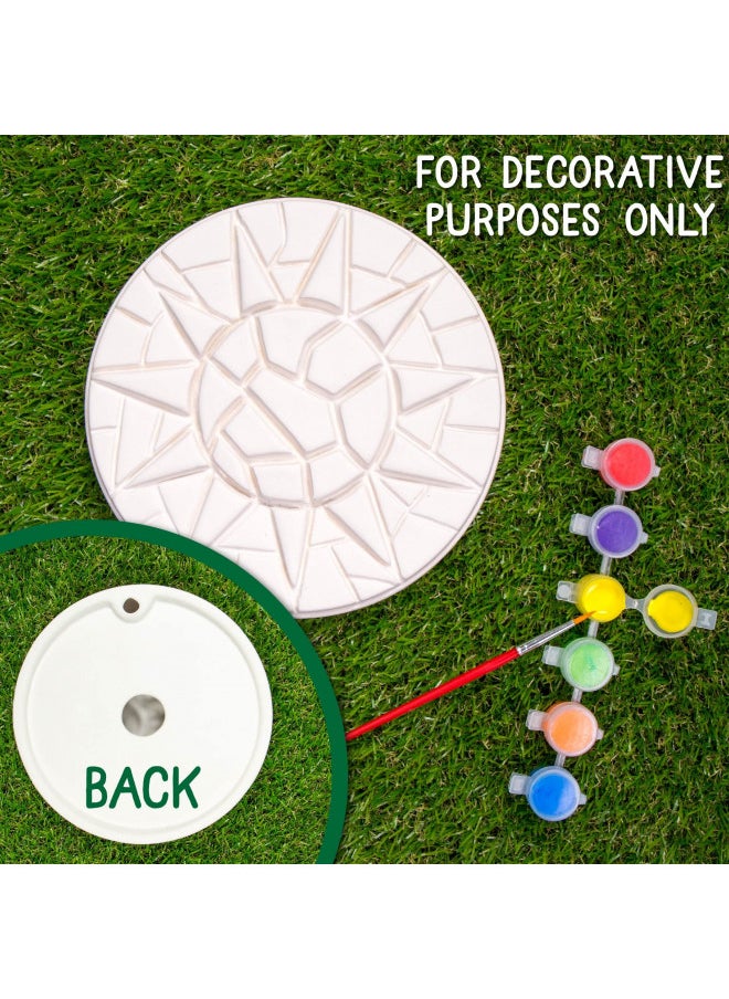 Creative Roots Mosaic Sun Stepping Stone Kit, Includes 7-Inch Ceramic Stepping Stone & 6 Vibrant Paints, DIY Garden Stone for Kids Ages 6+, Multicolor