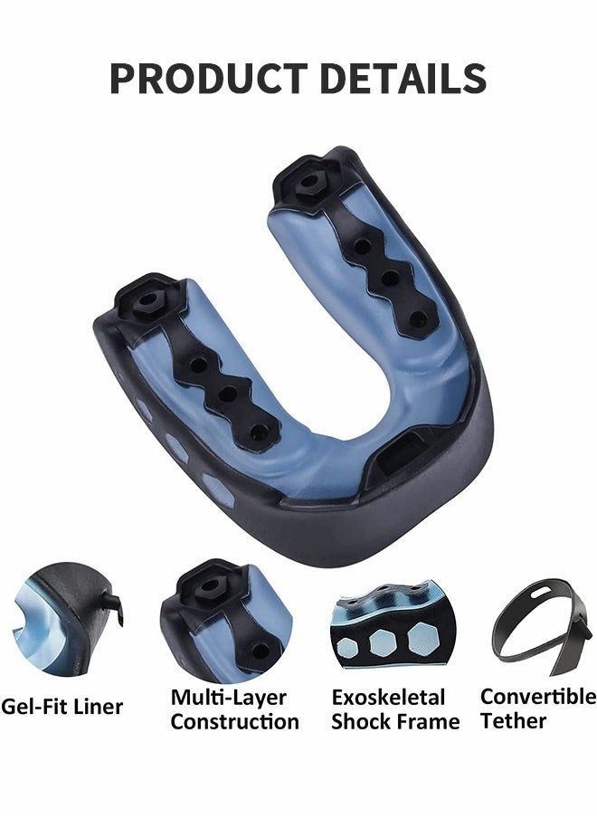 3 Pack EVA Mouthguards with Case, Sport Mouth Guards Mouthguard Gum Guard, Mouthguard Slim Fit for Boxing, Basketball, Hockey, Soccer