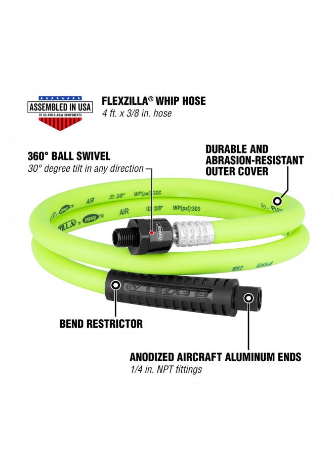 Flexzilla Swivel Whip Air Hose, 3/8 in. x 4 ft. (1/4