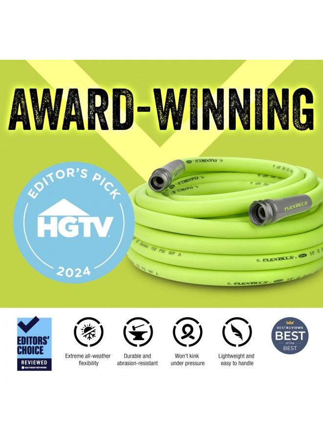 Flexzilla Garden Hose 5/8 in. x 50 ft, Heavy Duty, Lightweight, Drinking Water Safe, ZillaGreen - HFZG550YW-E