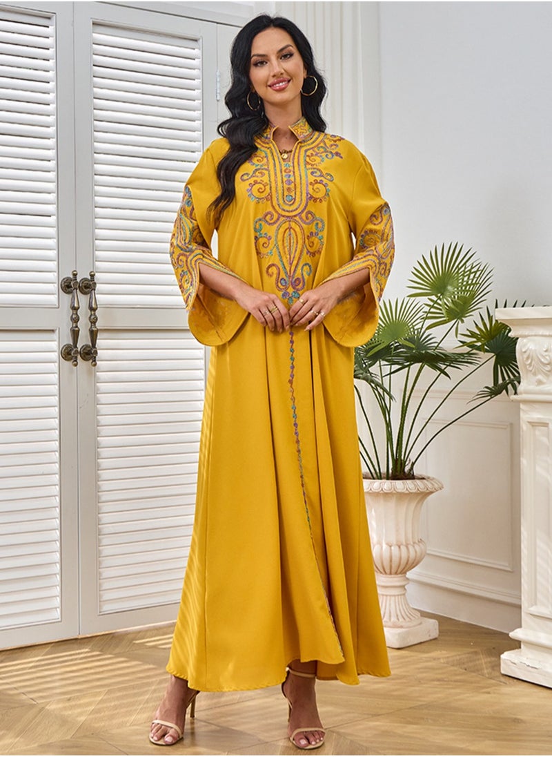 Elegant and beautiful embroidered Arabic jalabiya in fashion, Arabic abaya, dress suitable for various occasions, luxurious jalabiya,Unique sleeve design