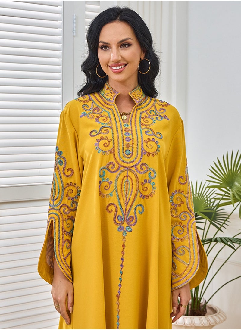 Elegant and beautiful embroidered Arabic jalabiya in fashion, Arabic abaya, dress suitable for various occasions, luxurious jalabiya,Unique sleeve design