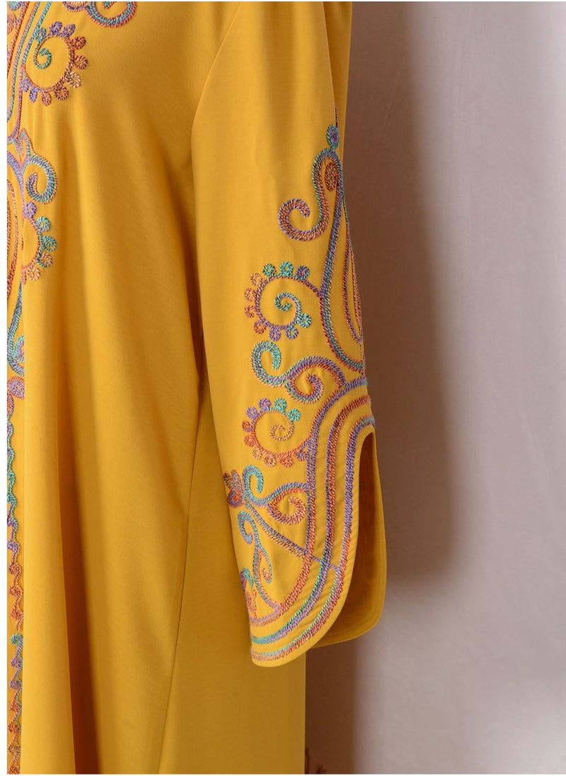 Elegant and beautiful embroidered Arabic jalabiya in fashion, Arabic abaya, dress suitable for various occasions, luxurious jalabiya,Unique sleeve design