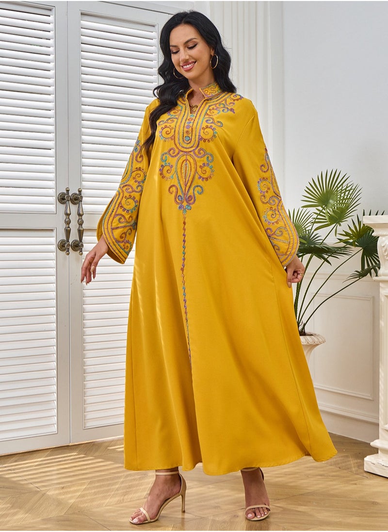 Elegant and beautiful embroidered Arabic jalabiya in fashion, Arabic abaya, dress suitable for various occasions, luxurious jalabiya,Unique sleeve design