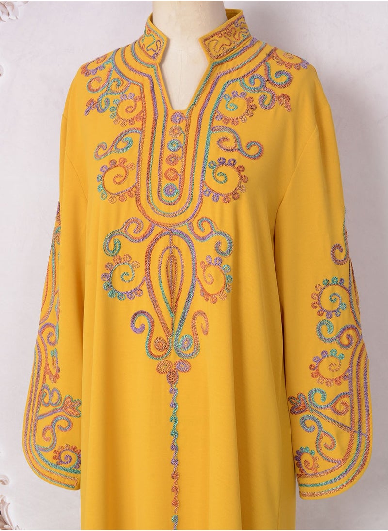 Elegant and beautiful embroidered Arabic jalabiya in fashion, Arabic abaya, dress suitable for various occasions, luxurious jalabiya,Unique sleeve design