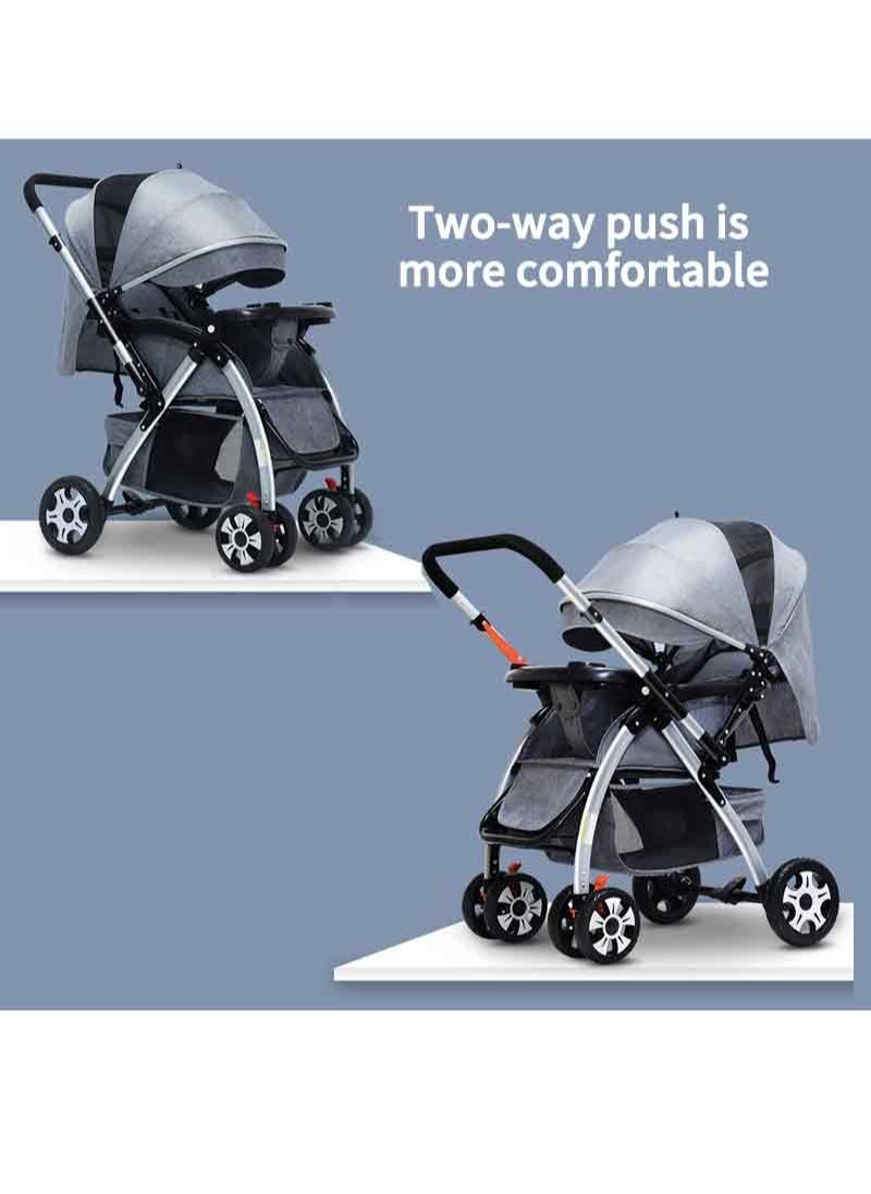 Creative Foldable Single Baby Stroller Baby Viewing Car With Large Space Sun Protection Solid Stainless Steel Frame Suitable For Babies Over One Year Old