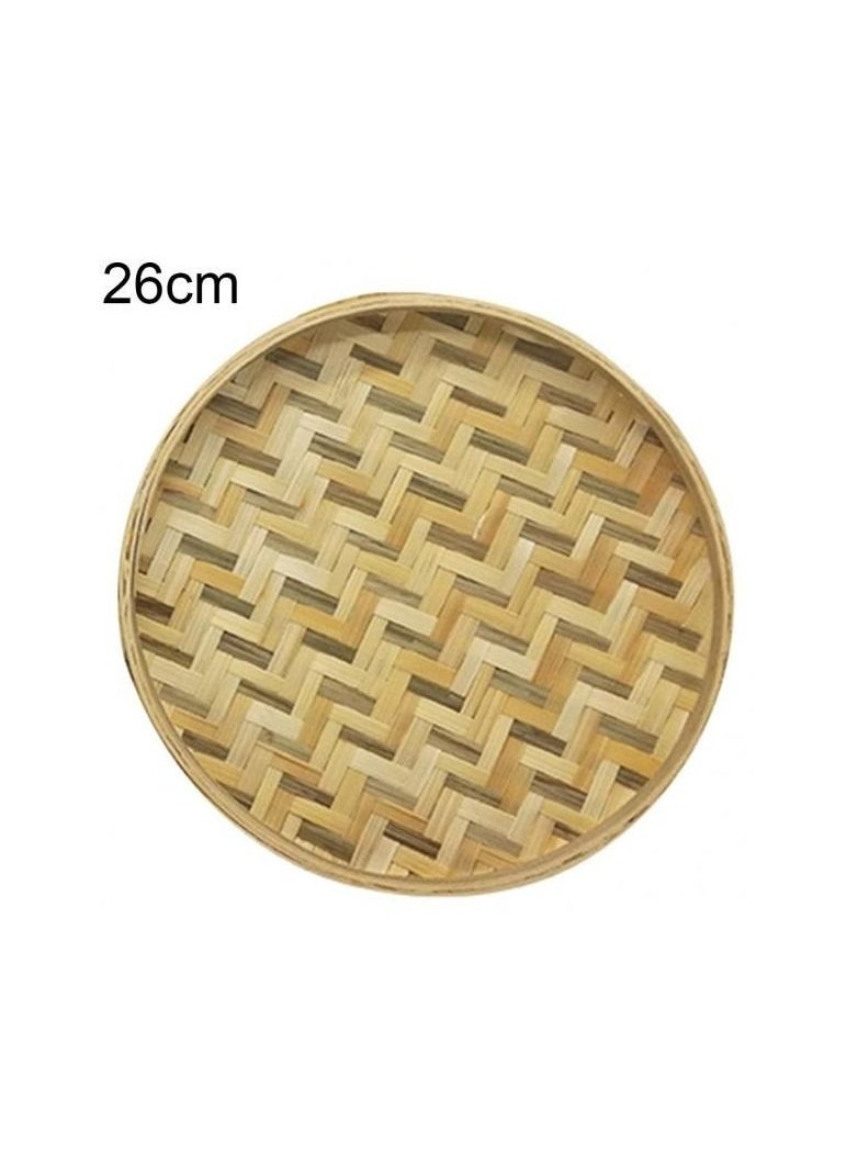 1-Piece Handmade Round Bamboo Weaving Sieve Fruit Seed Tea Basket Storage Organizer,26cm/10.24