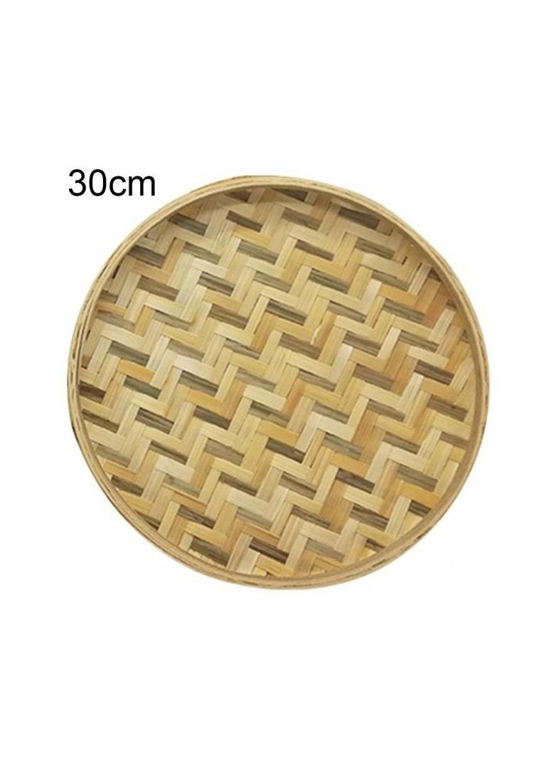 1-Piece Handmade Round Bamboo Weaving Sieve Fruit Seed Tea Basket Storage Organizer,30cm/11.81