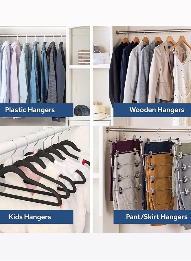 Premium Velvet Hangers 50 Pack, Non-Slip Flocked Felt Hangers, Sturdy Clothes Hangers Heavy Duty Coat Hangers and Suit Hangers, Durable Slim Black Hangers for Closet Space Saving