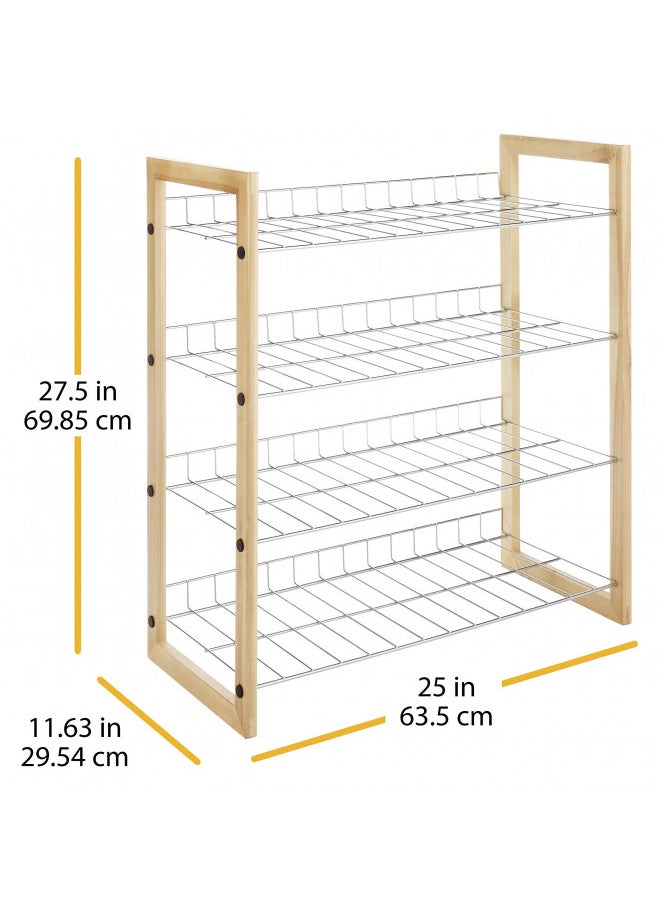 Whitmor 4 Tier Storage Organizer-Natural Wood and Chrome Closet, 4 Shelf