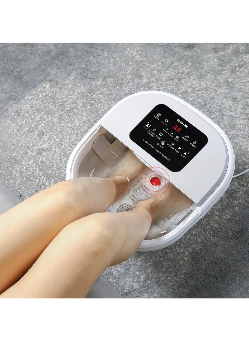 Foldable Foot Bath Massager with 8L Water Capacity / 4 Massage Modes / 420W Rated Power / Intelligent Timing / 8 Groups of Roller Massager / Digital Display / Bubble Surfing / Folding Storage - Grey