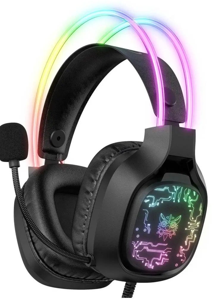 X22 Over-Ear Gaming Headset with Microphone – Wired RGB Stereo Headphones for PS4, PS5, Xbox One, Xbox Series, Nintendo Switch, and PC (Black)