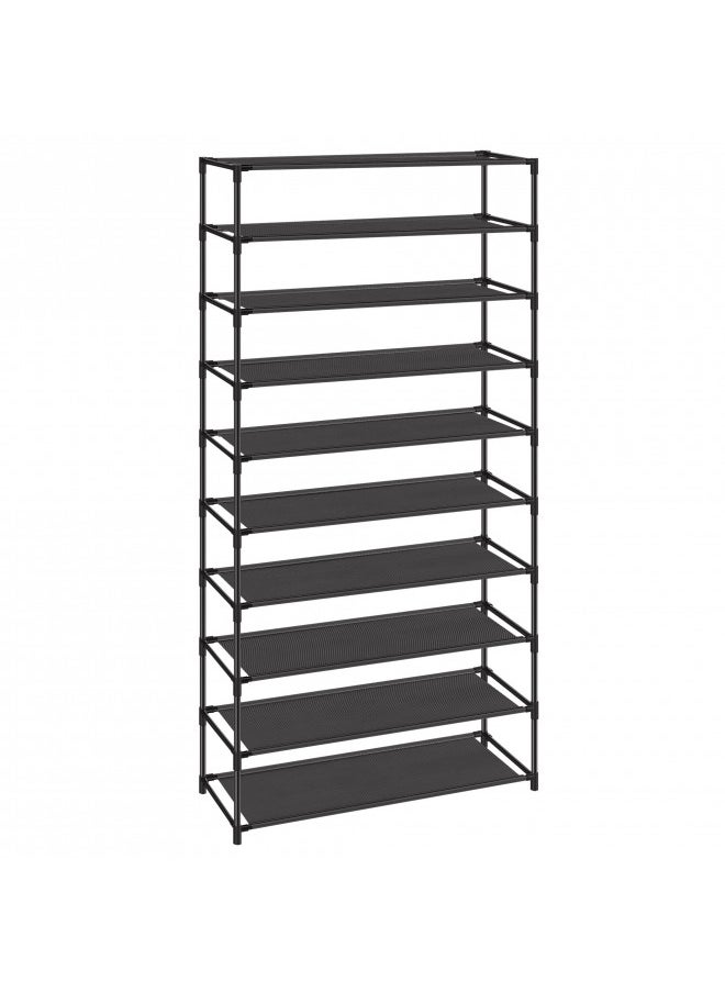 SONGMICS Shoe Rack, 10 Tier Shoe Organizer for Closet Holds Up to 40 Pairs Shoes & Boots, Shoe Shelf with Metal Frame and Non-Woven Fabric Shelves, Stackable, for Entryway, Bedroom, Black ULSR210B02