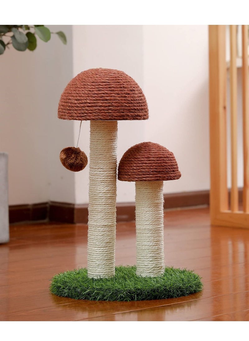 48cm Mushroom Scratching Post with ball for cats natural linen artificial lawn Large wear-resistant cat toy