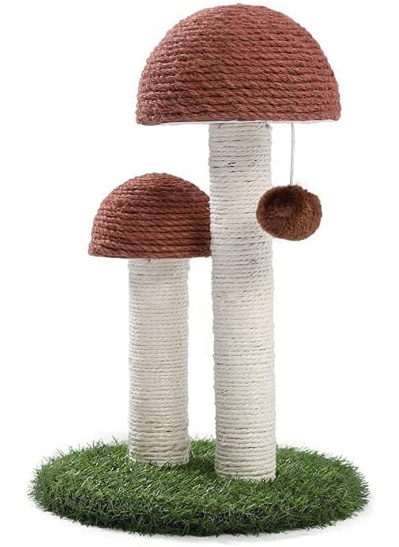 48cm Mushroom Scratching Post with ball for cats natural linen artificial lawn Large wear-resistant cat toy