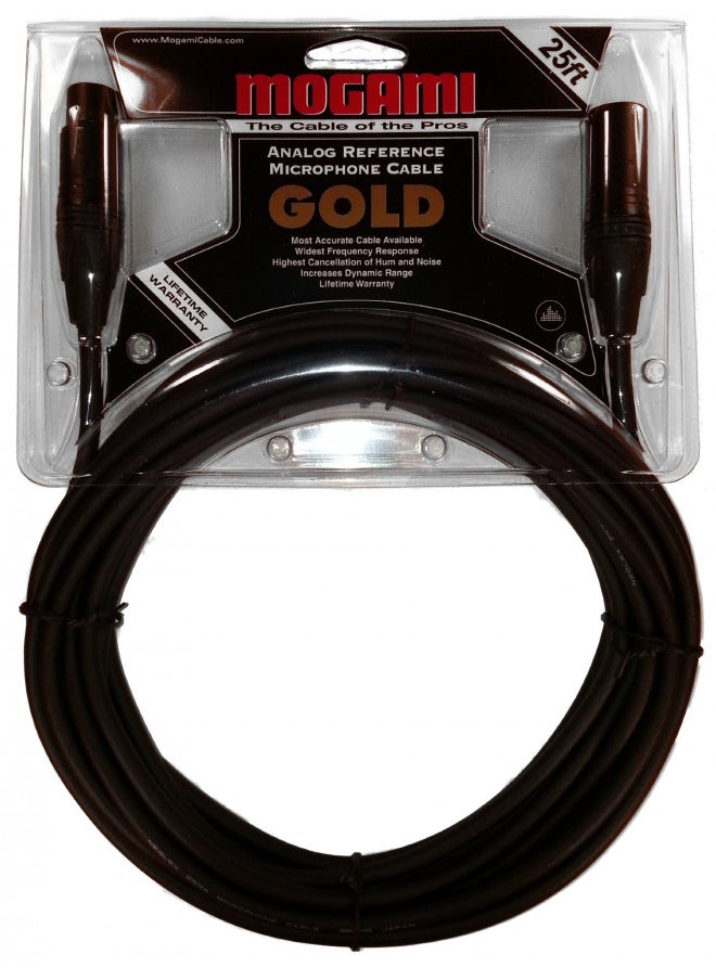 Mogami Gold STUDIO-25 XLR Microphone Cable, XLR-Female to XLR-Male, 3-Pin, Gold Contacts, Straight Connectors, 25 Foot