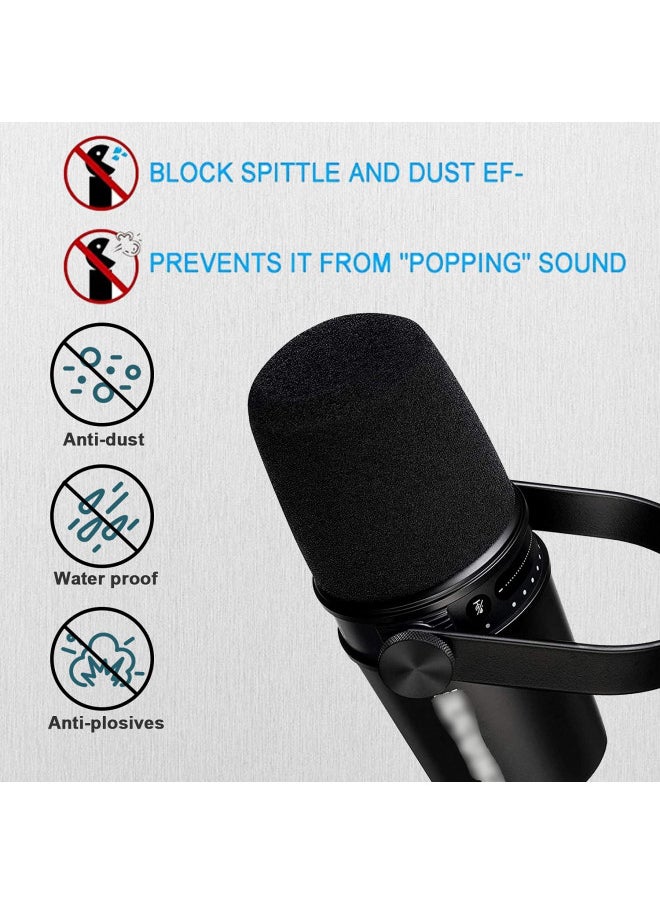 Boseen Microphone Foam Windscreen for Shure MV7, Mic Cover Microphone Windscreen for MV7 Professional Mic Foam for Recording, 3PCS