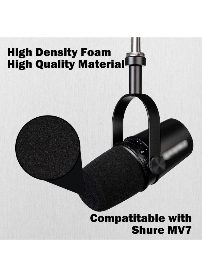 Boseen Microphone Foam Windscreen for Shure MV7, Mic Cover Microphone Windscreen for MV7 Professional Mic Foam for Recording, 3PCS