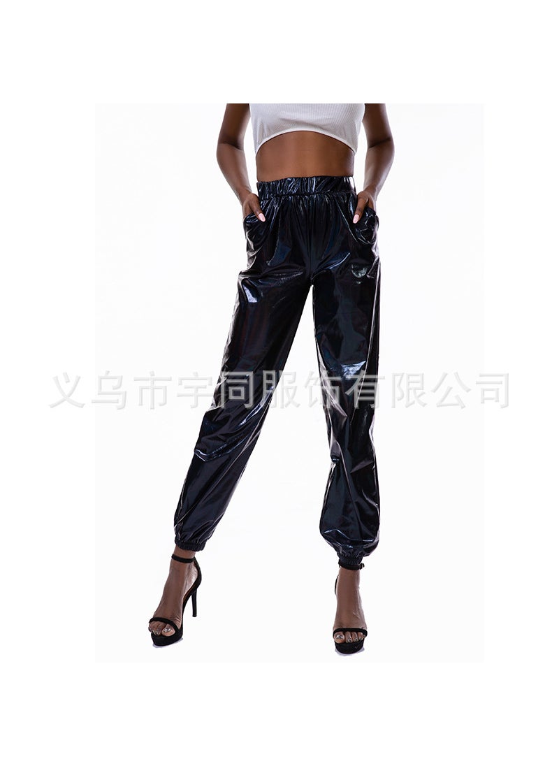 European and American explosions large size womens pants spring and summer loose casual street metal laser color factory direct loose pants women Grey