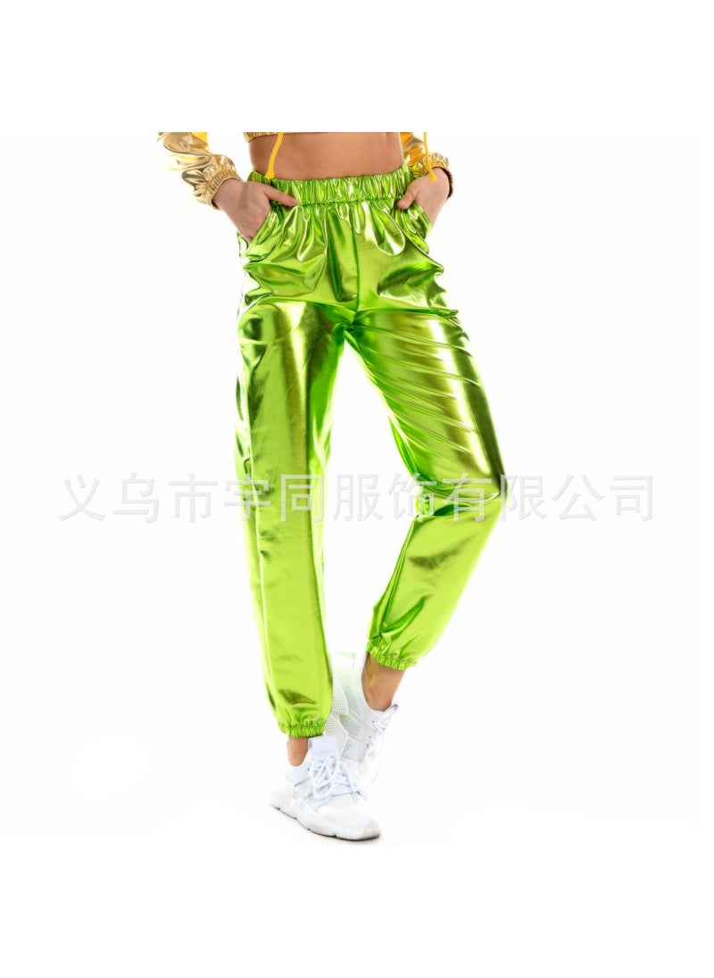 European and American explosions large size womens pants spring and summer loose casual street metal laser color factory direct loose pants women Laser gold