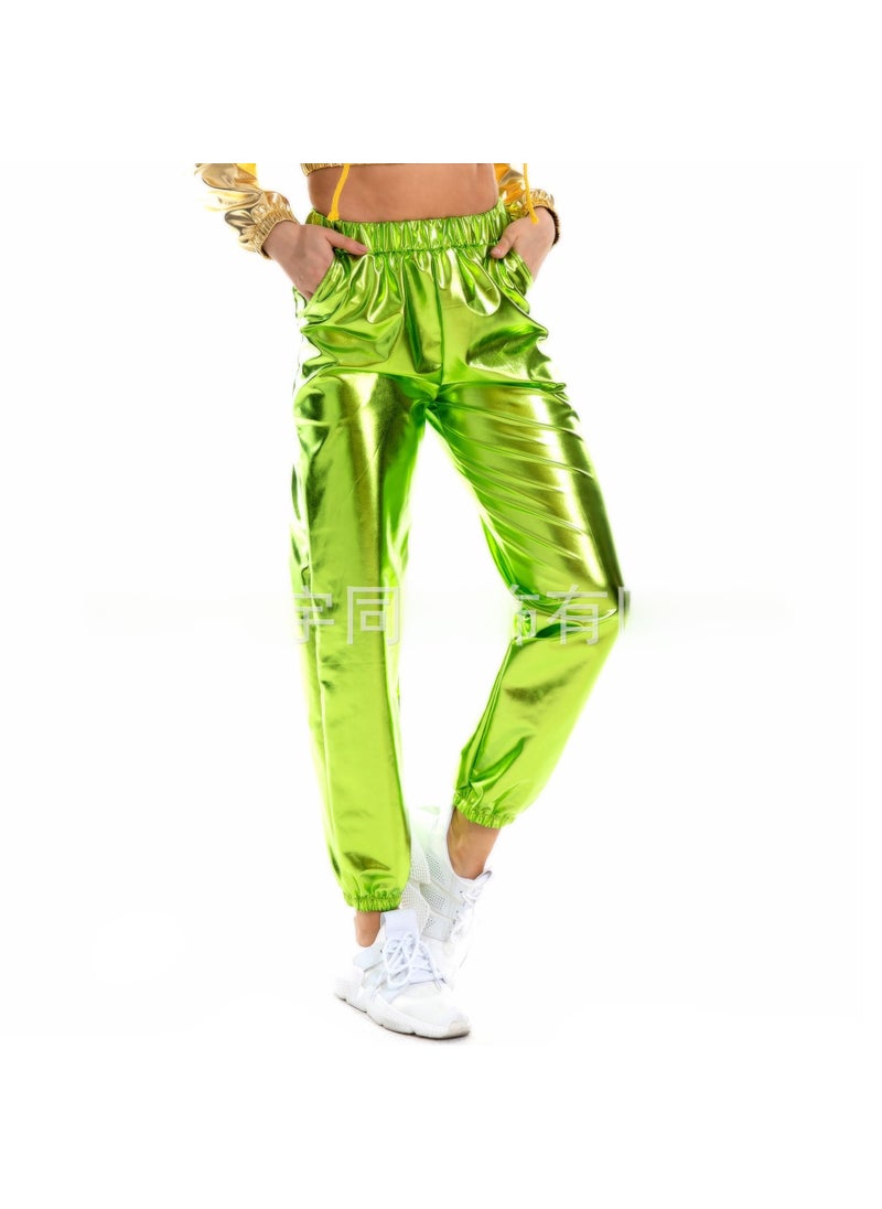 European and American explosions large size womens pants spring and summer loose casual street metal laser color factory direct loose pants women Fruit Green