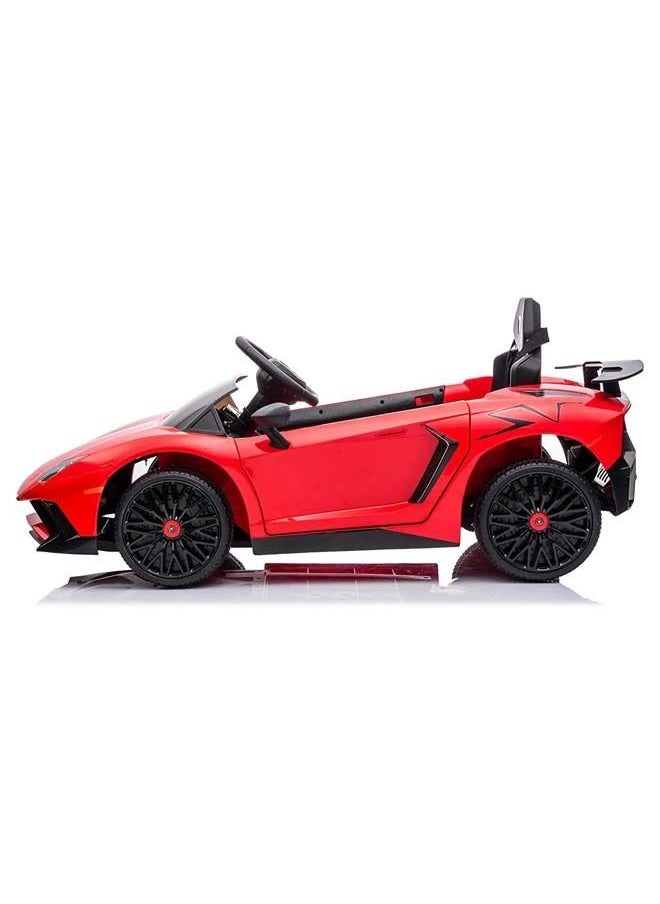 Licensed Lamborghini Aventador Battery Operated Car For Kids Ride On Baby Car With Music Light Leather Seat Kids Car Electric Car Battery Operated Ride On Car For Kids 2 To 6 Years Boys Girls Red