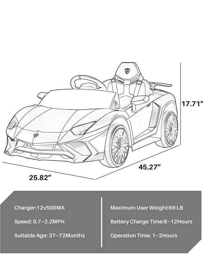 Licensed Lamborghini Aventador Battery Operated Car For Kids Ride On Baby Car With Music Light Leather Seat Kids Car Electric Car Battery Operated Ride On Car For Kids 2 To 6 Years Boys Girls Red