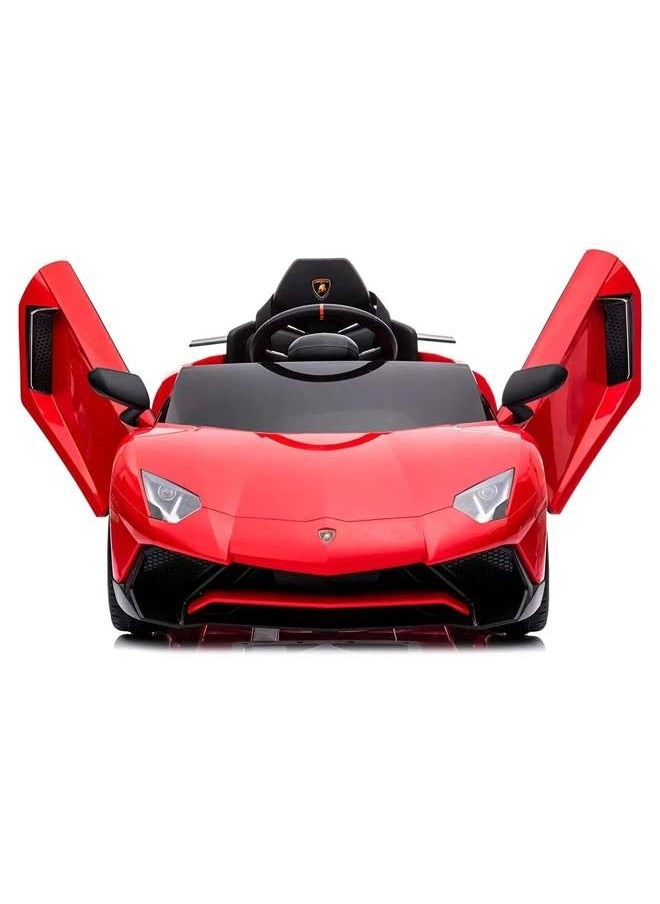 Licensed Lamborghini Aventador Battery Operated Car For Kids Ride On Baby Car With Music Light Leather Seat Kids Car Electric Car Battery Operated Ride On Car For Kids 2 To 6 Years Boys Girls Red