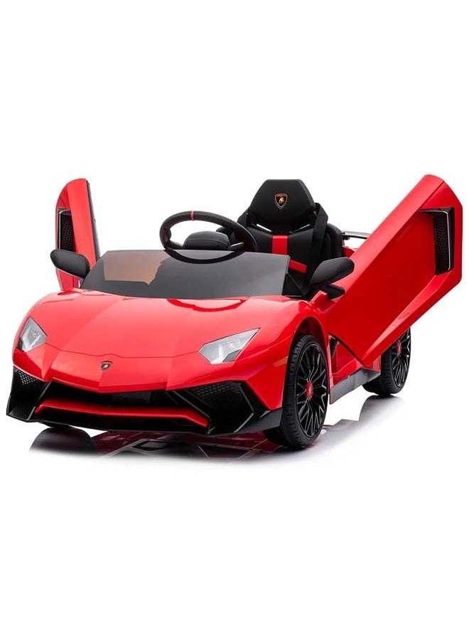 Licensed Lamborghini Aventador Battery Operated Car For Kids Ride On Baby Car With Music Light Leather Seat Kids Car Electric Car Battery Operated Ride On Car For Kids 2 To 6 Years Boys Girls Red